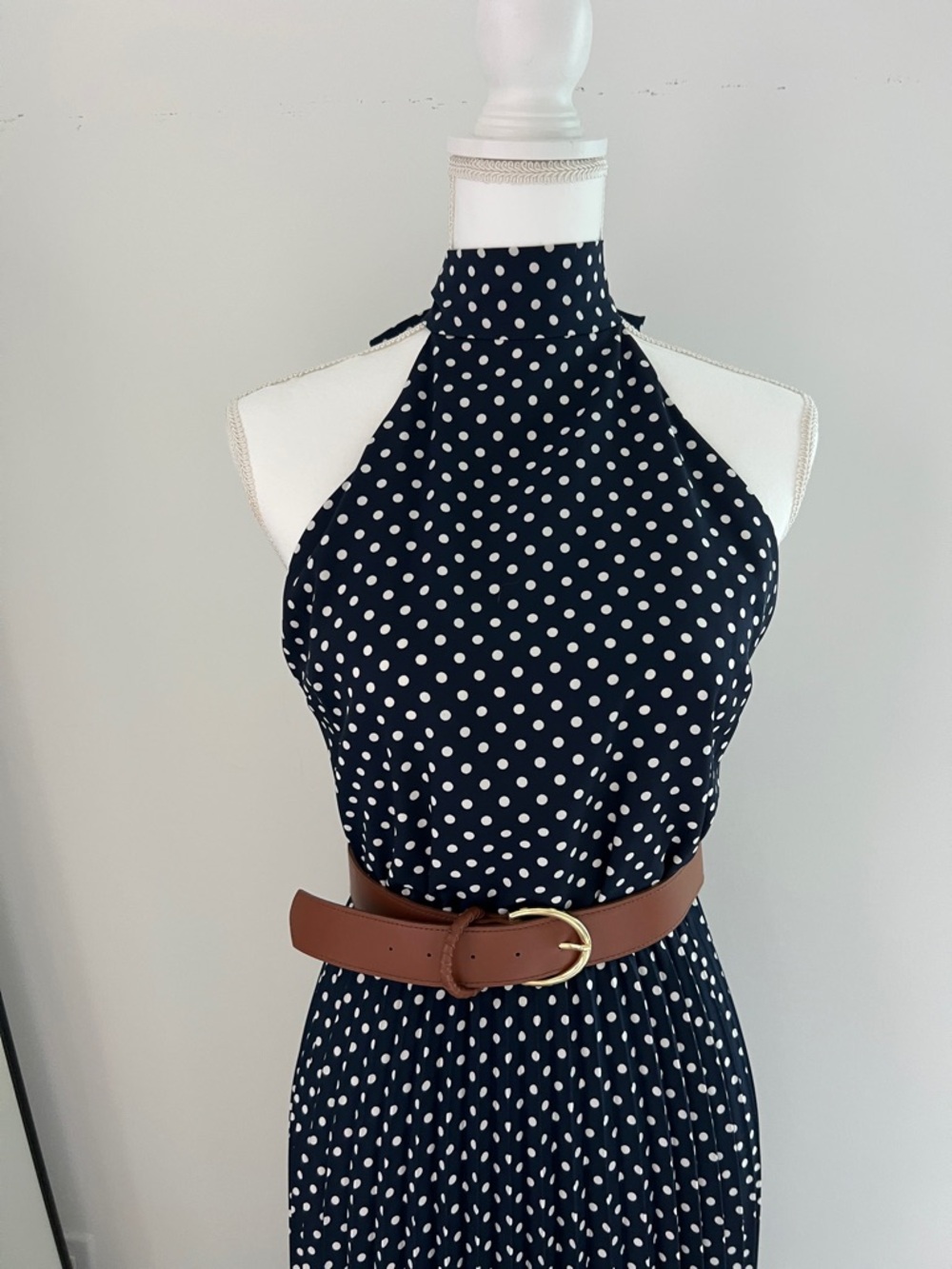 Zara Polka dot  Midi Dress with Belt - Picture 2 of 7